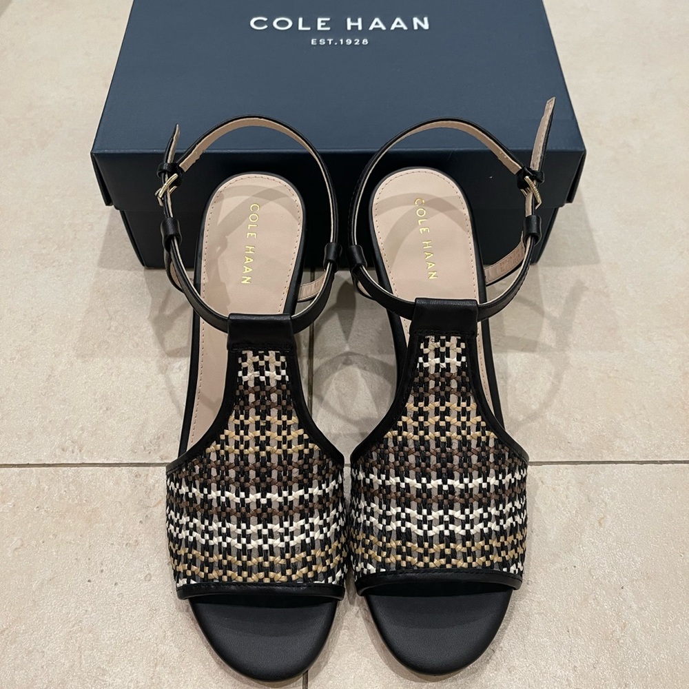 Cole Haan Madden Toe Wedge- Black Woven BRAND NEW